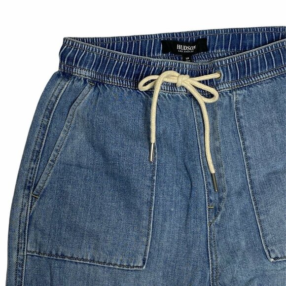 Hudson Women's Blue Regular Fit Drawstring Waist Denim Jogger Jeans Size Small - Picture 3 of 9